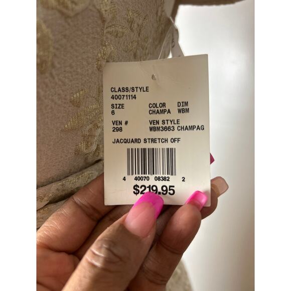 Oleg Cassini Off The Shoulder Ruched Jacquard sz 6 formal - Picture 3 of 11